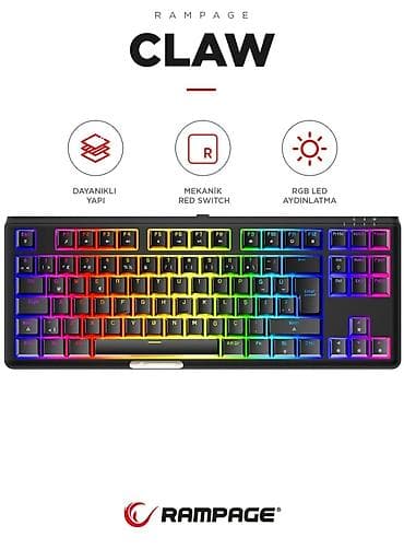 komputer canta: Rampage Claw Red Switch Rgb Q Mekanik Klavye Gaming Klavye Oyuncu — 2