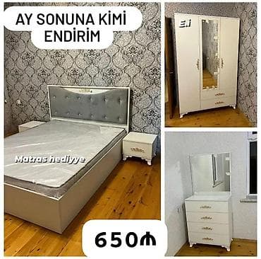 Yataq otağı mebel dəsti Tərkibi: - 1 ədəd ikinəfərlik çarpayı (yumşaq
