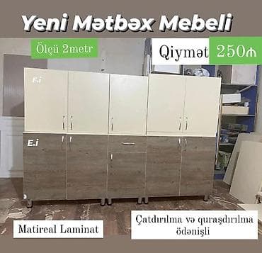 metbex mebeli instagram: Yeni mətbəx mebeli dəsti - Ölçü: 2 metr - Material: laminat - Üst və — 1