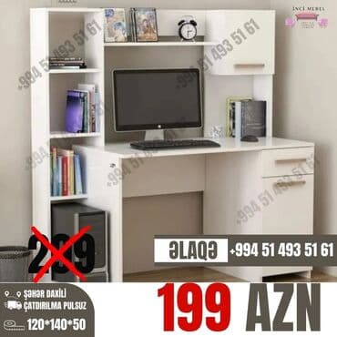 uşaq ucun yazı masası: Oğlan və qız üçün, Yeni, Siyirməli, Yazı masası, Stulsuz — 1