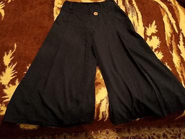 boyfrend şalvar: Qadın geniş qırçımlı şalvar (kulot üslubu) - Rəng: tünd göy/qaraya — 1