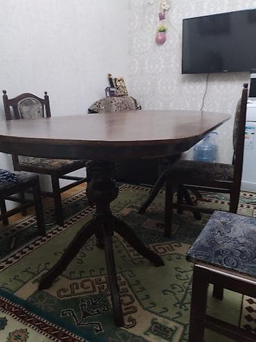 yellencek satilir: Mətbəx üçün, Açılmayan, Oval masa, 4 stul — 3