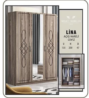 LİNA geyim dolabı – açıq həvəngli ceviz rəngli Fabrik istehsalı