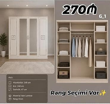 qapi dekoru: G_1 model paltar şkafı - Ölçülər: hündürlük 200 sm, en 160 sm — 1