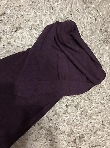 hicab sekilleri: Off-shoulder trikotaj maxi don - Rəng: tünd bənövşəyi — 2