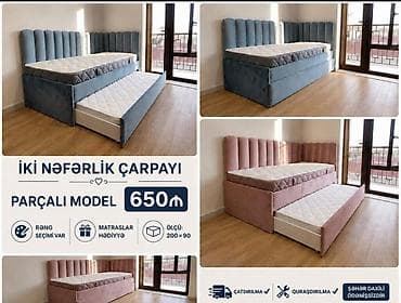mebel trimo: İki nəfərlik künc başlıqlı çarpayı – parçalı model - Alt hissədən — 1