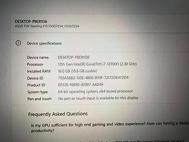 philips lumea satilir: İşlənmiş ASUS TUF Gaming, 15.6 ", Intel Core i7, 1 TB, Ünvandan götürmə, Ödənişli çatdırılma — 3