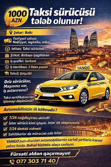Taksi sürücüsü tələb olunur — 1