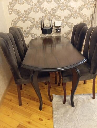 стол стул для зала: Qonaq otağı üçün, İşlənmiş, Açılan, 4 stul — 1