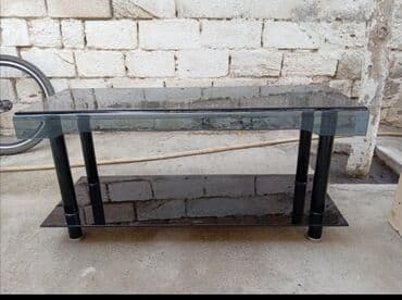 Кресла: Прямой ТВ стенд, С полками, Стеклянный — 1