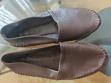 Женская обувь: Qəhvəyi dəridən rahat loaferlər - Material: yumşaq teksturalı təbii — 1