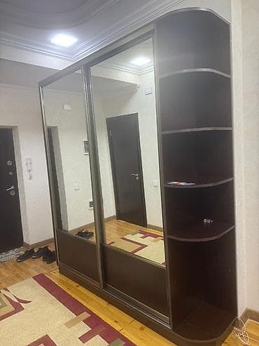 islenmis skaf: 2 qapılı, Güzgülü, Qəhvəyi, Digər material, Kupe, Düz dolab — 1