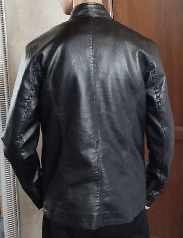 Kişi dəri gödəkçəsi - Rəng: qara - Material: həqiqi dəri görünüşlü