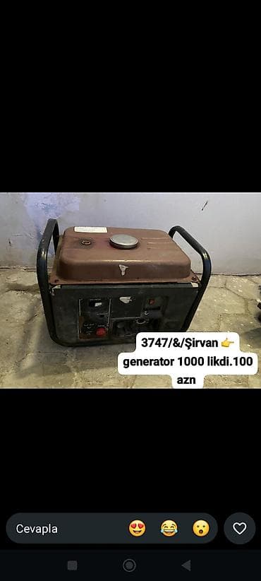Təmir və tikinti: Benzinli elektrik generatoru - Güc: təxminən 1 kVt (elan üzərində — 1