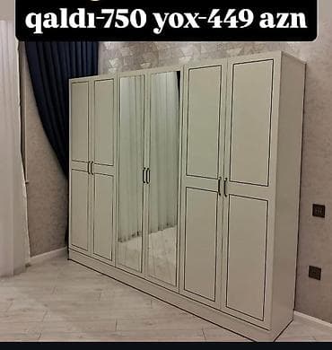 oturaca: Mebel: 6 qapılı paltar dolabı - Klassik dizaynlı, açıq rəng korpus - — 1