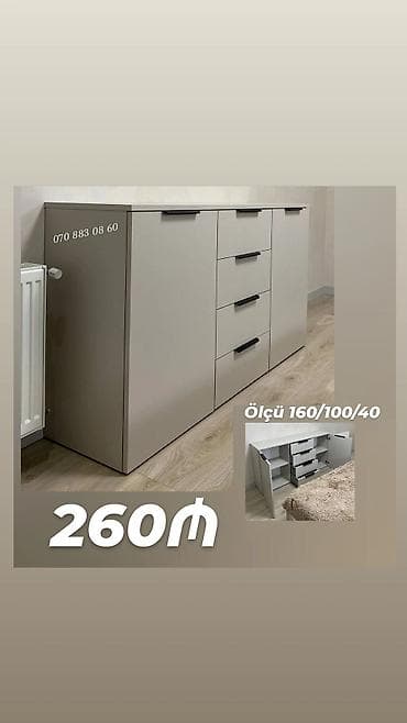 Minimalist dizayna malik komod/dolab - Rəng: açıq boz, tutacaqlar lalafo.az -da Minimalist dizayna malik komod/dolab - Rəng: açıq boz, tutacaqlar