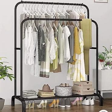 tekerli metre: İki səviyyəli metal paltar asqısı və ayaqqabı rəfi - Quruluş — 1