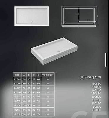 paddonlar: Məhsul: Duş altlığı kolleksiyası - Formalar: kvadrat və düzbucaqlı - — 3