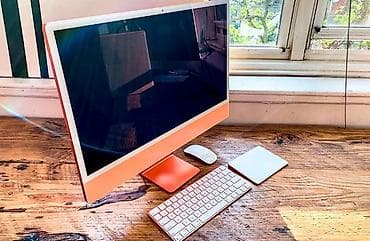 islenmis notebook satisi: Apple iMac 24" (narıncı/qırmızı rəng) - 24 düymlük 4.5K Retina ekran — 2