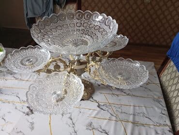 şüşə qab: Altiqabli şüşə-meyvə ve lepe qabi(klassik dizayn) - Material: kəsimli — 1