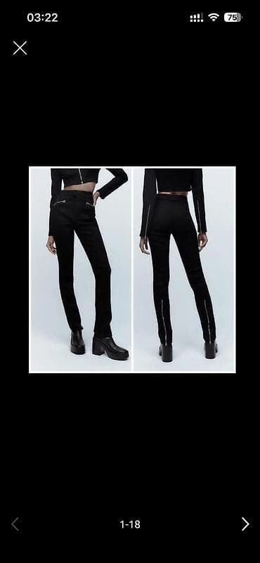 Velosiped ehtiyyat hissələri: ZARA yan cibləri ve arxa eteklerde zamok olan, dar, uzun qara cins — 1