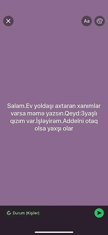 marka canta: Elan: Xanım ev yoldaşı axtarılır - Xanım kirayədaş axtaranlar — 1