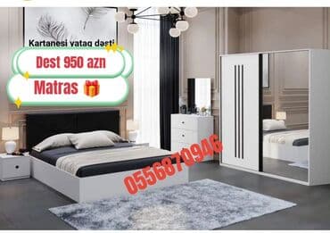 tek neferlik yataq bazali: İkinəfərlik çarpayı, Termo, Dolab, 2 tumba, Azərbaycan, Yeni — 1