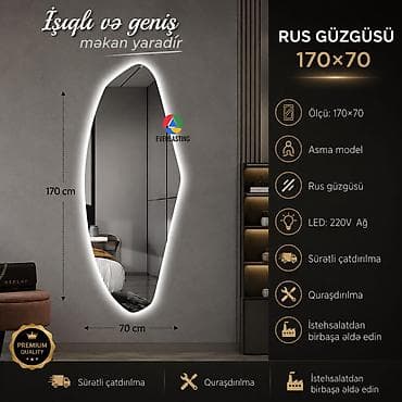 Güzgü Divar üçün, Dekorativ, Arxa işıqlı — 3