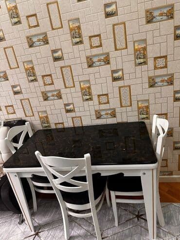 Mətbəx üçün, İşlənmiş, Açılmayan, Dördbucaq masa, 4 stul — 1