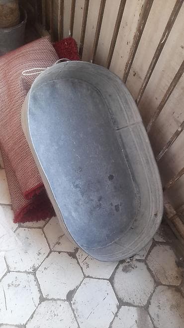 bağ əşyaları: Sinkli metal vanna – oval formalı, qalın divarlı, sinklənmiş — 2