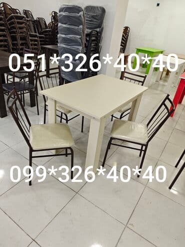 mətbəx ucun stol stullar: Mətbəx üçün, Yeni, Açılmayan, Dördbucaq masa, 4 stul — 3