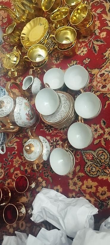 samovar cay: Çay dəsti, rəng - Qızılı, Farfor — 1