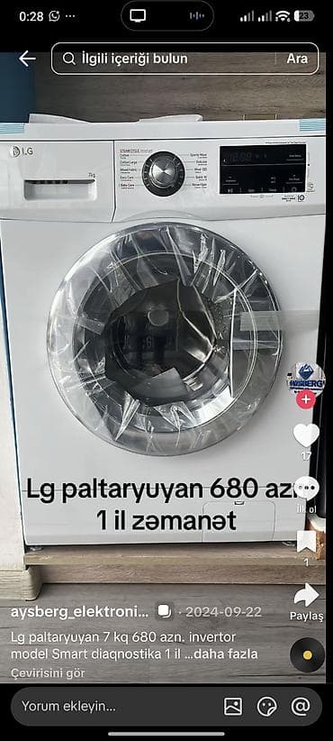 et masini: LG paltaryuyan maşın – 7 kq • Inverter motor • Smart diaqnostika • — 1