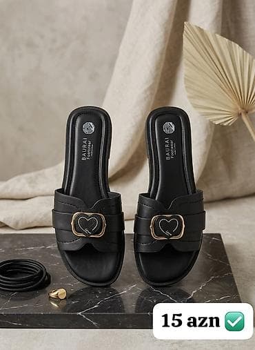 Домашние тапочки: Qadın üçün slayd tərzli şip-şaplar – BAURAI Footwear - Rənglər: qara — 1
