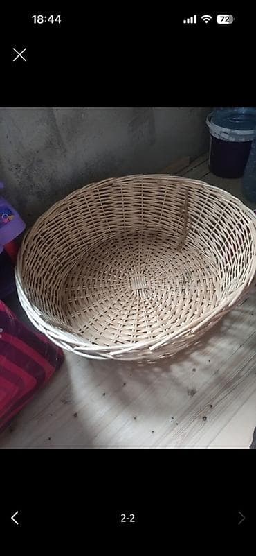 Böyük ölçülü hördülmüş səbət - Material: təbii söyüd/qamış hörməsi