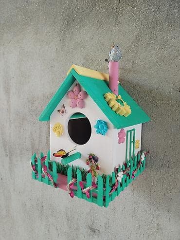 Digər ev dekoru: Rəngarəng dekorativ quş evi - Material: taxta konstruksiya - Üslub — 3