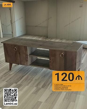 meqa mebel: Düz TV altlığı, Polkalı, Laminat — 1