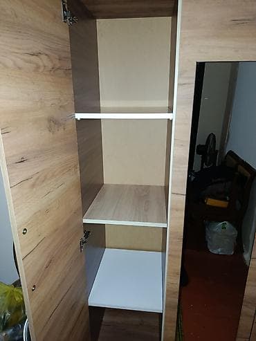 turkmen tekstil: 3 qapılı, Güzgülü, Qəhvəyi, Taxta, Açılan, Düz dolab — 2