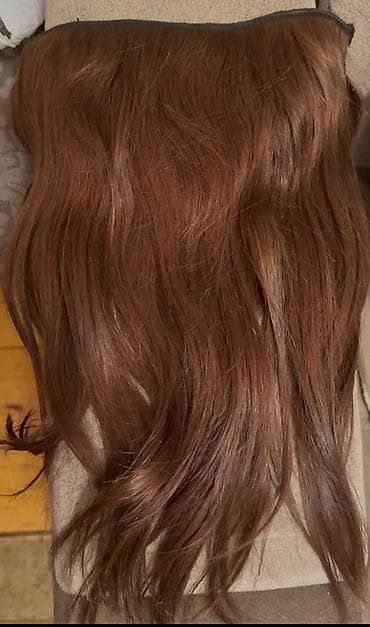 uzun saç: Təbii görünüşlü qəhvəyi saç teli-uzatma (hair extension) - Rəng: isti — 1