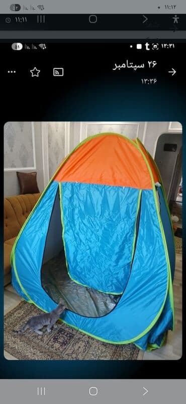 kamp cadırı: Pop-up tipiya düşərgə çadırı - Rəng: göy-sitron kənarlı, narıncı — 6