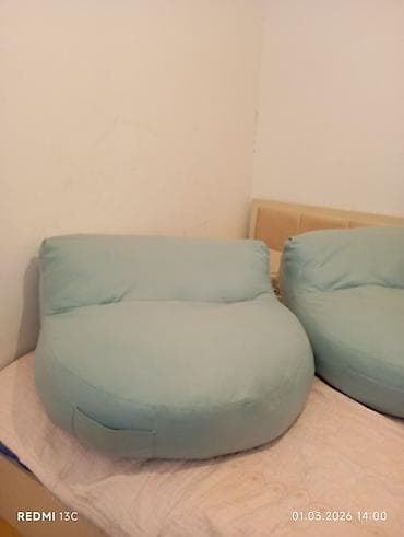 komputer stulu: İşlənmiş, Pufik-kreslo, Parça, rəng - Mavi, Ödənişli çatdırılma — 1