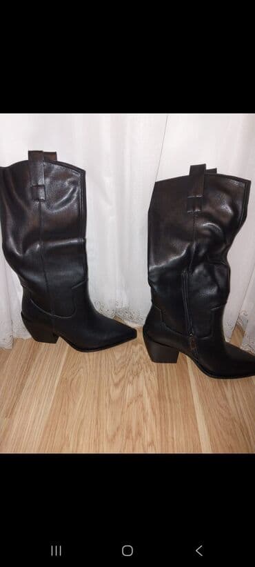 balıq ovu üçün kişi qış sapoqları: Qadın kovboy üslublu uzun çəkmələr - Rəng: qara - Model — 1