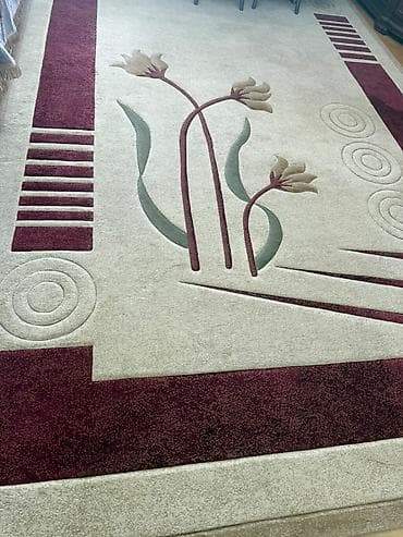 xalca uzərində şəkil: 5×3 Möhkəm, yumşaq xalça – dekorativ çiçək və həndəsi motivli dizayn — 1