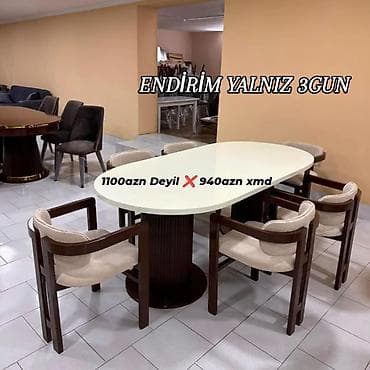 Yemək dəsti – oval formalı masa və 6 ədəd kreslo - Masa: oval üst — 1