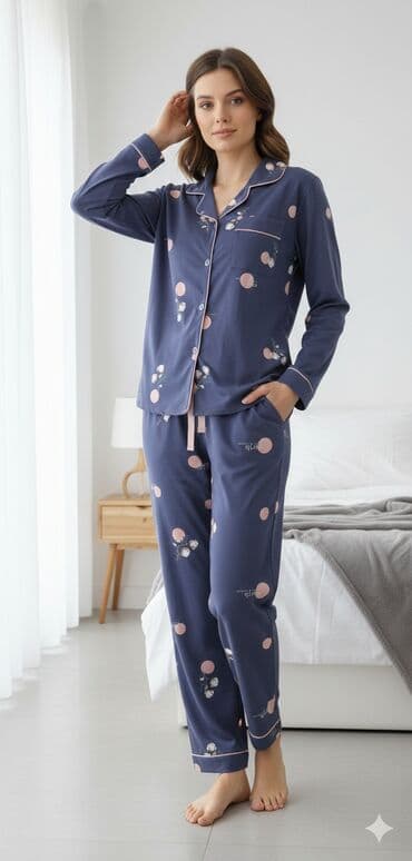 Sviterlər: Qadın pijama dəsti – uzunqol köynək və uzun şalvar - Modellər — 2