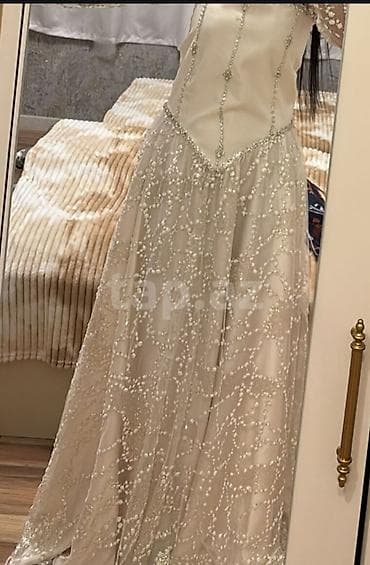 Zərif gəlinlik/ziyafət donu - Rəng: krem/ivori tonlarında - Uzunluq