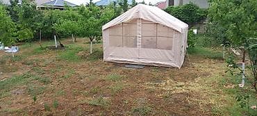 ucan: Bağ evi üçün geniş çardaqlı çadır - Ölçü: təxminən 3x4 m (geniş ailə — 2
