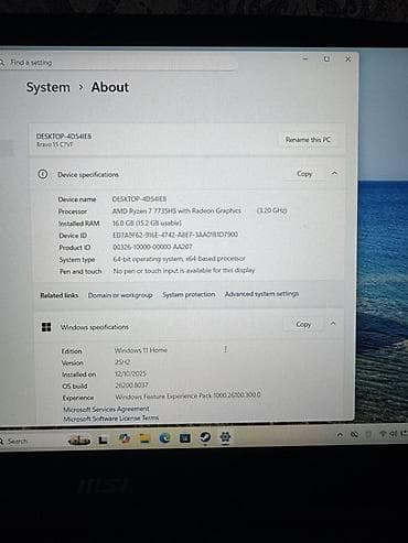 iphone 11 pro ekran: MSI Bravo 15 C7VF noutbuk - Prosesor: AMD Ryzen 7 7735HS with Radeon — 2