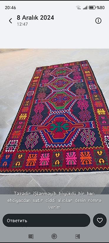 Məhsul: Rəngarəng naxışlı xalça/ kilim Təsvir: - Qara fon üzərində