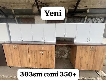 Mətbəx mebeli dəsti - Üst modul: ağ rəngli asma şkaflar, çoxlu